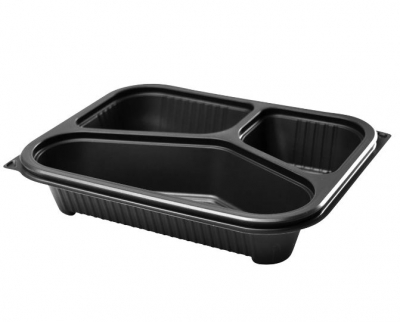 HOT DELI DELUXE MICROWAVEABLE GREY BASE 3 COMPARTMENTS
