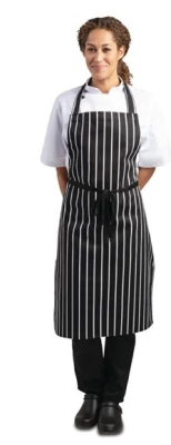 BLACK WHITE STRIPE BIB APRON NO POCKET