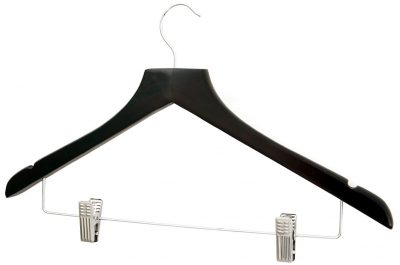 ASLOTEL HOOK WISHBONE SKIRT CLIP COATHANGER DARK WOOD X10