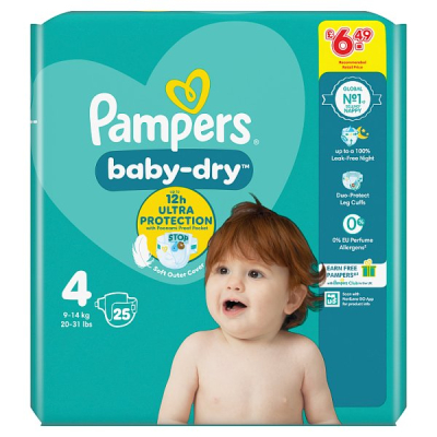 PAMPERS BABY-DRY SIZE 4 9KG-14KG CARRY PACK 4X25