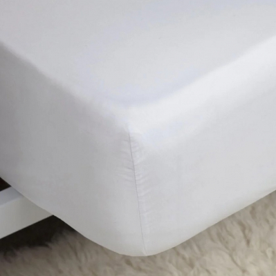POLYCOTTON 107CM WHITE FITTED SHEET