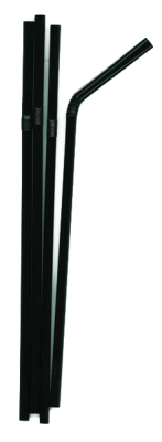 BLACK BIODEGRADABLE FLEX STRAW 6MM BORE, 8Inch LENGTH