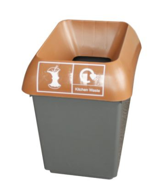 KITCHEN WASTE RECYCLING 30LTR BIN WITH BROWN LID AND LOGO