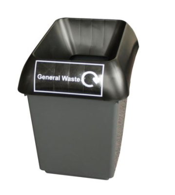 GENERAL WASTE 30LTR BIN WITH BLACK LID AND LOGO