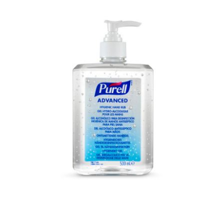 PURELL ADVANCED HYGIENIC HAND RUB 500ML PUMP BOTTLE X12