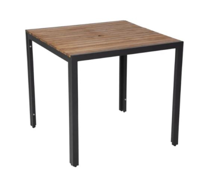 BOLERO SQUARE STEEL AND ACACIA TABLE 800MM
