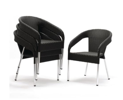BOLERO WICKER WRAPAROUND BISTRO CHAIRS CHARCOAL X4