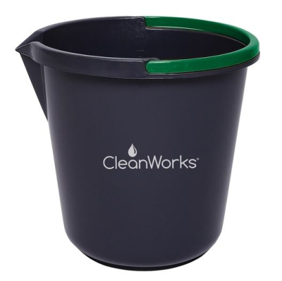 CLEANWORKS PLASTIC BLACK BUCKET WITH GREEN HANDLE 10 LITRE