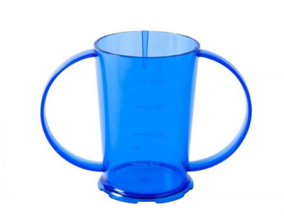 COPOLYSTER 2 HANDLED BEAKER 7OZ TRANS BLUE T29-69