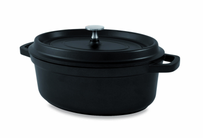 OVAL ALUMINIUM CASSEROLE DISH AND LID 4.2LTR BLACK