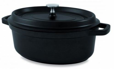 OVAL ALUMINIUM CASSEROLE DISH AND LID 5.8LTR BLACK
