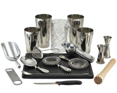 GENWARE COCKTAIL BAR KIT SILVER 18PCS CBK5