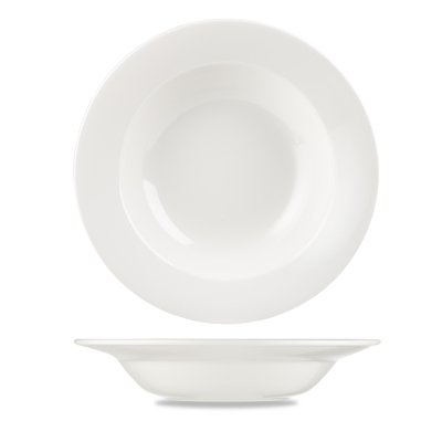 CHURCHILL ALCHEMY FINE CHINA WHITE RIMMED SOUP BOWL 6.9OZ