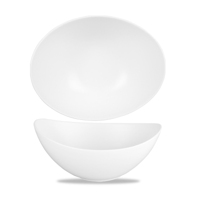 CHURCHILL ALCHEMY FINE CHINA WHITE MOONSTONE OVAL BOWL 30OZ