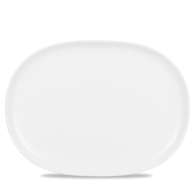 CHURCHILL ALCHEMY FINE CHINA WHITE MOONSTONE OVAL PLATE 14X10.4Inch