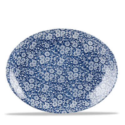 CHURCHILL SUPER VITRIFIED VINTAGE PRINTS PRAGUE VICTORIAN CALICO OVAL PLATE 12.5X10Inch