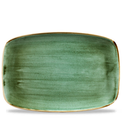 CHURCHILL SUPER VITRIFIED STONECAST SAMPHIRE GREEN OBLONG PLATE 13.5X9.2Inch