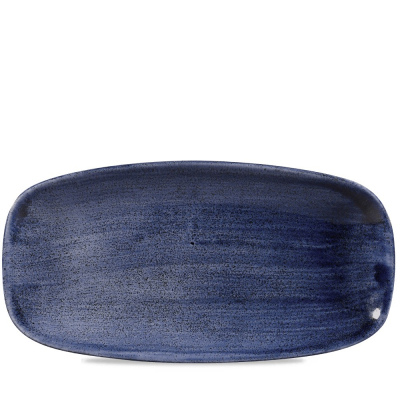 CHURCHILL SUPER VITRIFIED STONECAST PATINA COBALT BLUE OBLONG PLATE 11.7X6Inch
