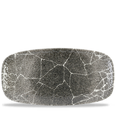 KINTSUGI QUARTZ BLACK CHEFS' OBLONG PLATE NO. 4 35.5 X 18.9
