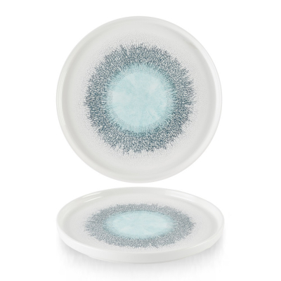 FUSION AQUAMARINE CHEFS' WALLED PLATE 26CM