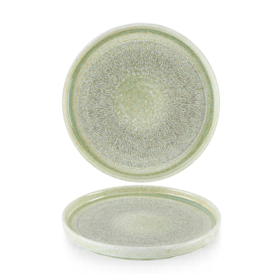HARVEST GRAIN SPECKLED GREEN ROUND WALLED PLATE 21CM