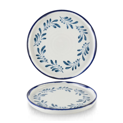 HARVEST MEDITERRANEAN BLUE ROUND WALLED PLATE 21CM