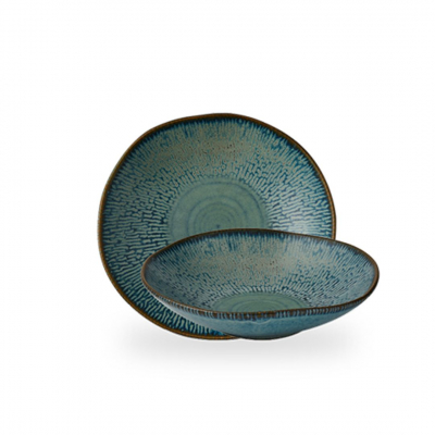 INKED CASCADE SAPPHIRE BLUE ORGANIC COUPE BOWL 22CM
