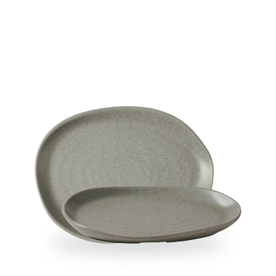 STONECAST GREY NATURAL ORGANIC PLATTER 26 X 20CM