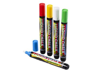 CHISEL TIP CHALK PEN MIXED COLOURS 6MM PACK OF 5