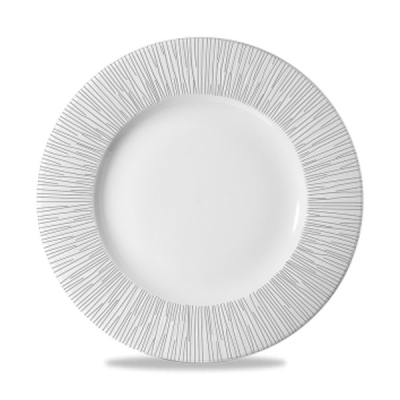 CHURCHILL SUPER VITRIFIED BAMBOO WHITE WIDE RIM PLATE 12Inch