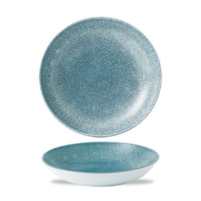 CHURCHILL SUPER VITRIFIED STUDIO PRINTS RAKU TOPAZ BLUE COUPE BOWL 40OZ