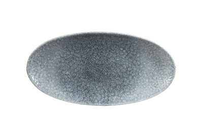 CHURCHILL SUPER VITRIFIED STUDIO PRINTS RAKU TOPAZ BLUE OVAL PLATE 11.8X5.9Inch