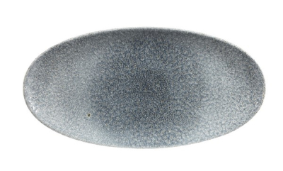CHURCHILL SUPER VITRIFIED STUDIO PRINTS RAKU TOPAZ BLUE OVAL PLATE 13.7X6.8Inch