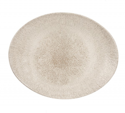 CHURCHILL SUPER VITRIFIED STUDIO PRINTS RAKU AGATE GREY OVAL COUPE PLATE 12.5X10Inch