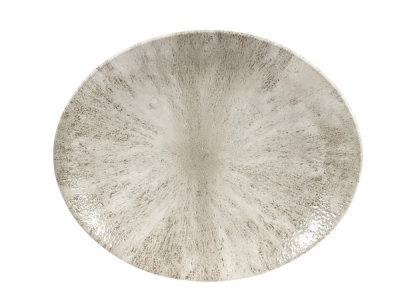CHURCHILL SUPER VITRIFIED STUDIO PRINTS STONE AGATE GREY OVAL PLATE 10.6X9Inch