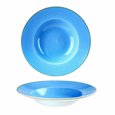 CHURCHILL SUPER VITRIFIED STONECAST CORNFLOWER BLUE WIDE RIM BOWL 16.5OZ