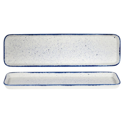 CHURCHILL SUPER VITRIFIED STONECAST HINTS INDIGO BLUE FLAT TRAY 49.3OZ
