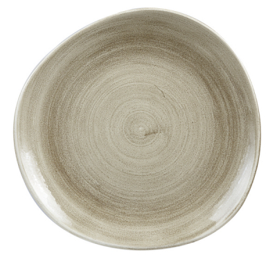 CHURCHILL SUPER VITRIFIED STONECAST PATINA ANTIQUE TAUPE ORGANIC PLATE 11.3Inch