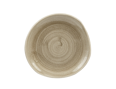 CHURCHILL SUPER VITRIFIED STONECAST PATINA ANTIQUE TAUPE ORGANIC PLATE 7.3Inch