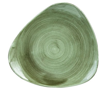 CHURCHILL SUPER VITRIFIED STONECAST PATINA BURNISHED GREEN TRIANGULAR PLATE 12.2Inch
