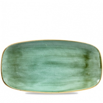 CHURCHILL SUPER VITRIFIED STONECAST SAMPHIRE GREEN OBLONG PLATE 14X7.4Inch