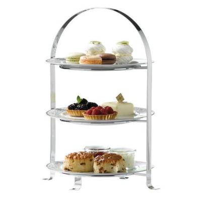 3 TIER CHROME SERVING CAKE STAND MAX 26CM DPS