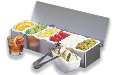 GARNISH DISPENSER S/STEEL 6 COMPARTMENT