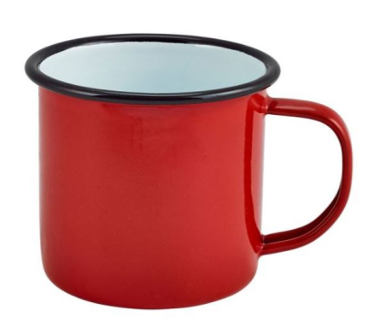 RED ENAMEL CUP BLACK RIM 12.5OZ 36CL 50018RED