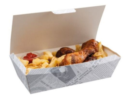 MEDIUM FISH&CHIPS BOX NEWSPAPER DESIGN 250 X 125 X 60MM