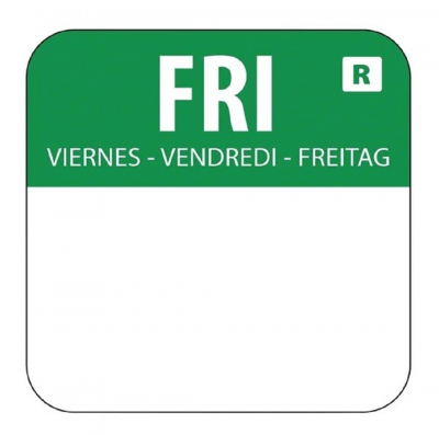 1'' SQUARE FOOD LABEL ROLL GREEN FRIDAY  25X25MM