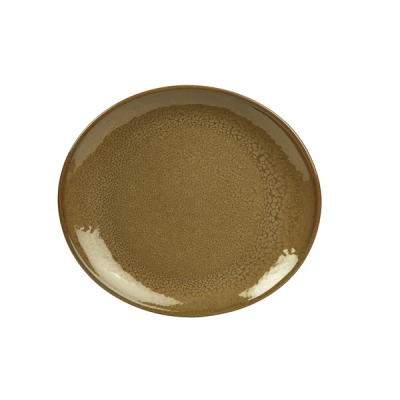 GENWARE TERRA STONEWARE RUSTIC BROWN OVAL PLATE 11.6X10.2Inch