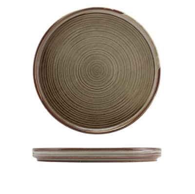 TERRA PORCELAIN GREY LOW PRESENTATION PLATE 25CM X6