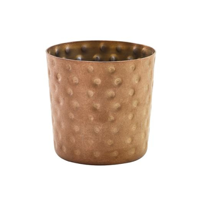 COPPER SERVING CUP 8.5X8.5CM HAMMERED VINTAGE STEEL GENWARE