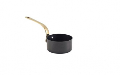 GENWARE BLACK VINTAGE STEEL MINI SAUCE PAN 7 X 3.75CM